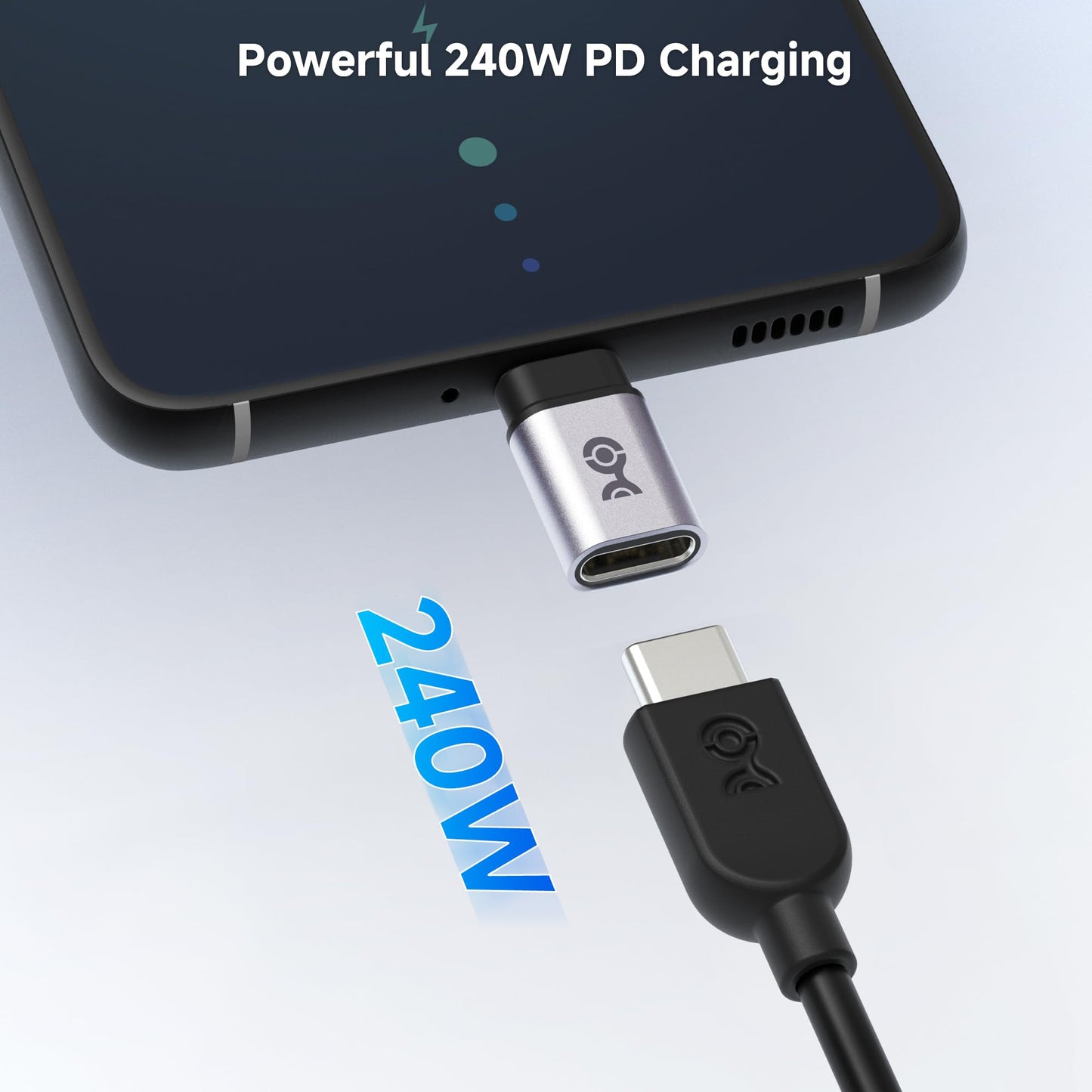 Cable Matters 2-Pack USB C Extender Adapter, Up to [4K@240Hz Video, 240W Charging, 40Gbps Data Transfer], USBC Female to USBC Male Adapter, USB Type…