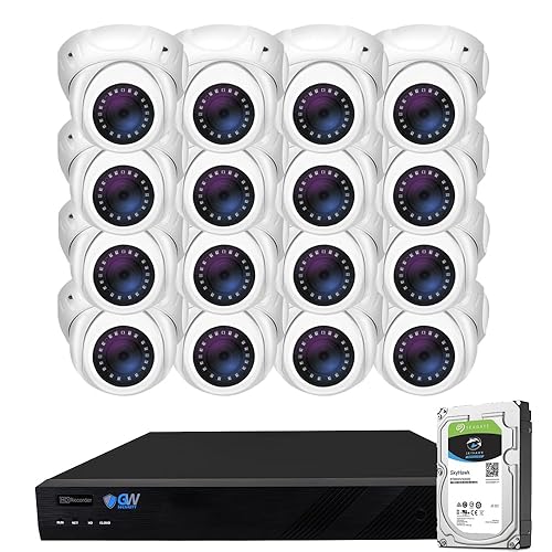 GW Security 16 Channel 12MP NVR 4K 8MP Video & Audio Security Camera System with 16 UHD 4K 2160P Microphone PoE Outdoor/Indoor Security Turret