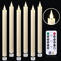yunsheng 11 Inches Flameless Taper Candles Flickering with Remote & Timer, Set of 6 Battery Operated LED Window Candles, Ivory Plastic LED Candlestick