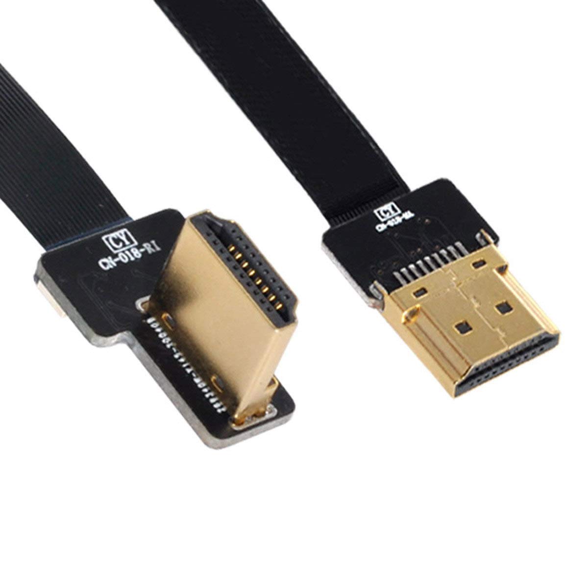 xiwai CYFPV FPV HDMI Male to Left Angled 90D HDMI Male HDTV FPC Flat Cable for FPV HDTV Multicopter Aerial Photography (0.2M)