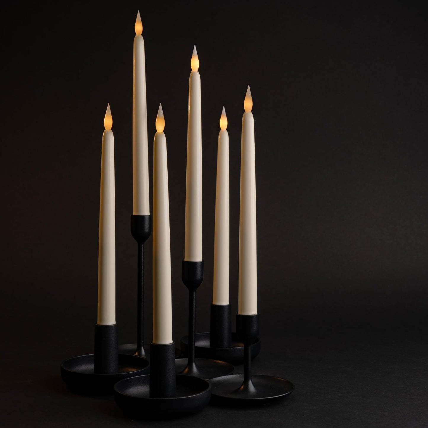 WYZworks 12 Pack, 11" Ivory Flameless LED Taper Flickering Candles Lights, Bottom On/Off Button (no Remote), Battery Operated Electric Long Tall