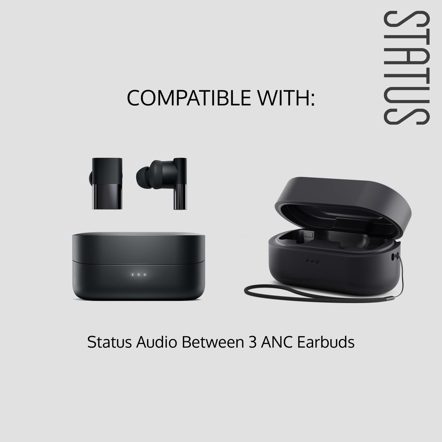 Status Audio Silicone Protective Case Cover for Headphones - for Between 3ANC Earbuds [Onyx (Black)]