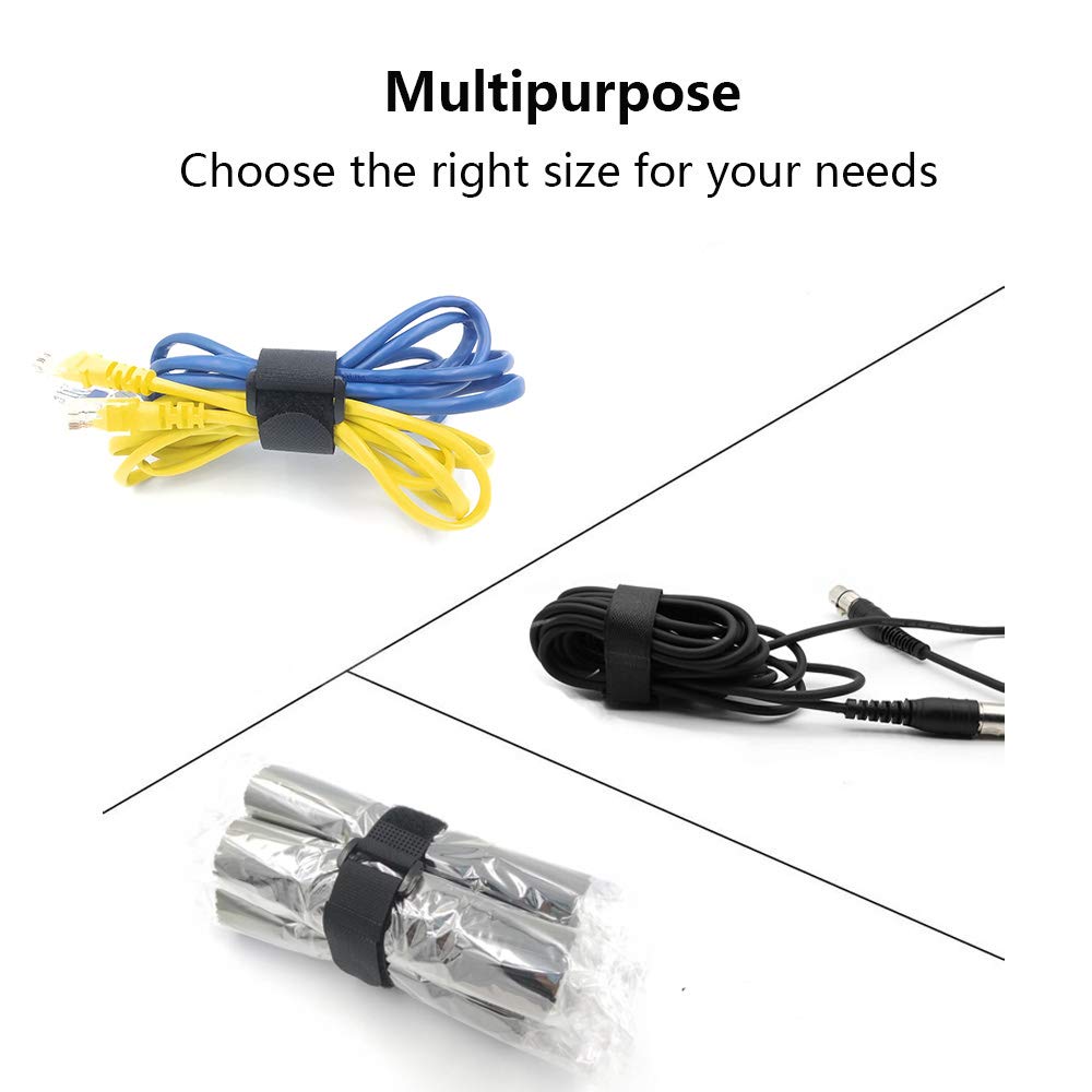 [16 Pack] Cable Straps 12 inch, Reusable Fastening Cable Ties Set, Adjustable Multipurpose Hook and Loop Securing Cinch Straps for Cord Management (1
