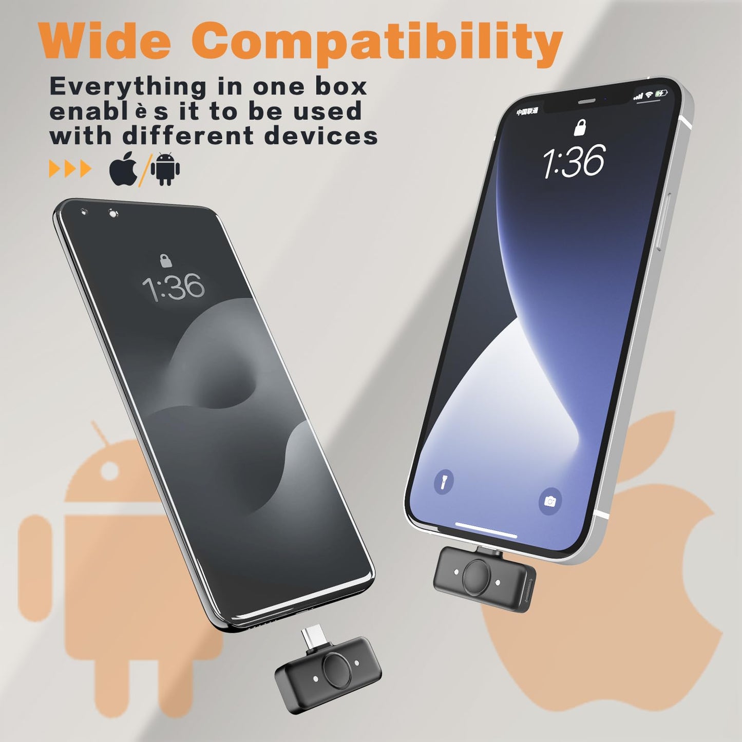 R RUCKERCO Lavalier Wireless Microphone for iPhone/Camera/PC/Laptop,Lightning/USB-C/Plug,Ultra-Low Latency,360° HD Recording,Intelligent Noise