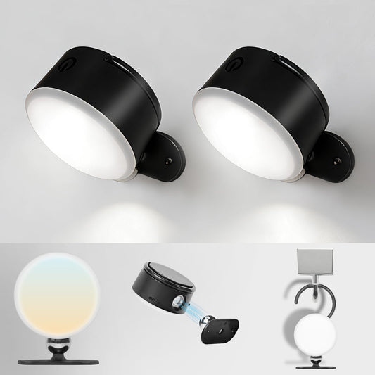 SYLVANIA LED Wall Lights with Battery, Touch Control Wall Lamp, 5 CCT (2700/3000/4000/5000/6500K), Dimmable, Timer, 360 Rotation, Cordless Wall