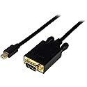 StarTech.com 3ft (1m) Mini DisplayPort to VGA Cable - Active Mini DP to VGA Adapter Cable - 1080p Video - mDP 1.2 or Thunderbolt 1/2 Mac/PC to VGA
