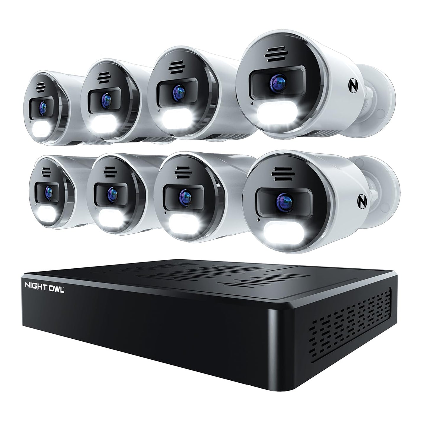 Night Owl Power Over Ethernet 12 Channel NVR Video Home Security Camera System with (8) Wired IP 4K HD Indoor/Outdoor Deterrence Cameras and 2TB Hard