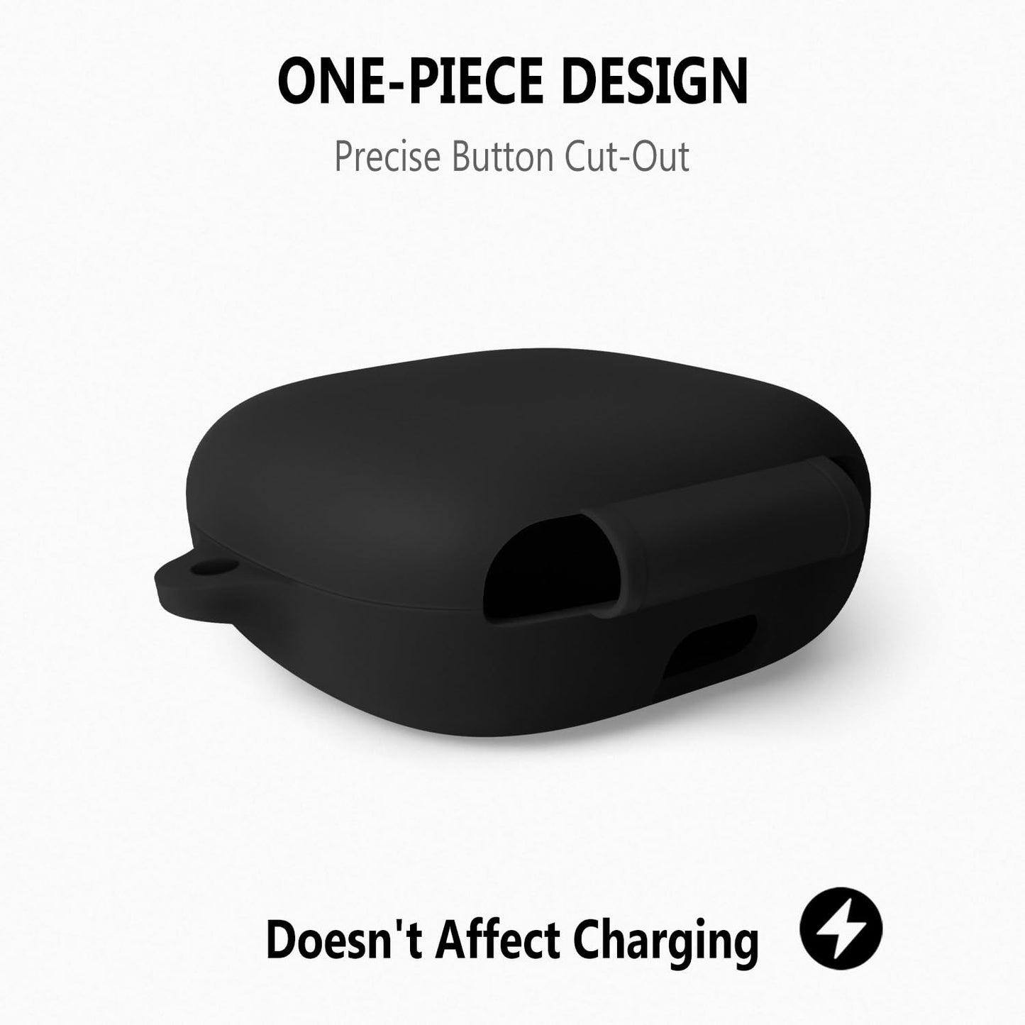 Geiomoo Silicone Case for SHOKZ OpenFit 2, Soft Flexible Scratch Resistant Protective Cover with Carabiner (Black)