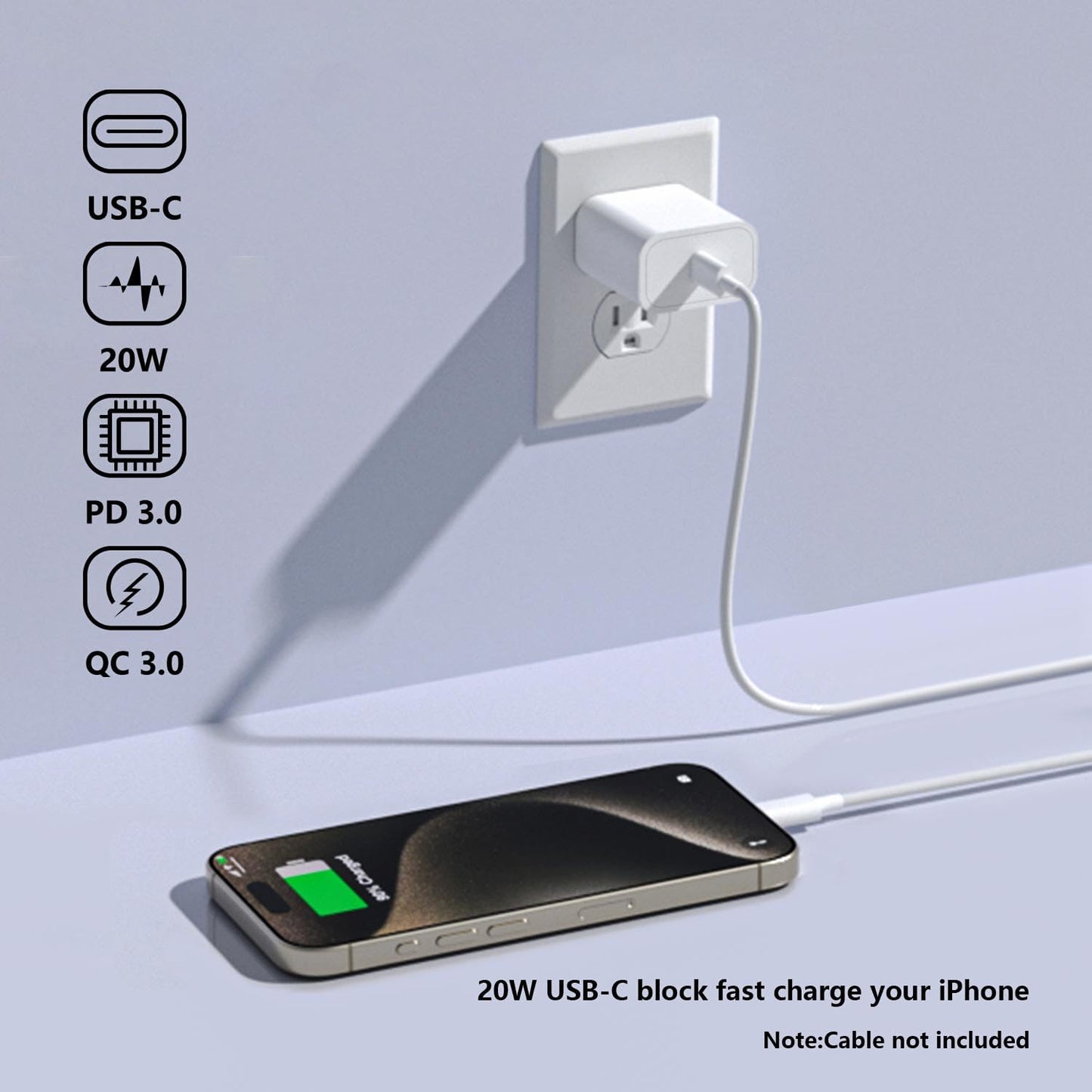 USB C Charger Block for Apple Watch Series 11 10 iWatch iPhone iPad AirPods Pro,Wireless Charger Pad, 1 Port Type C Fast Charging 20W PD Power Adapter