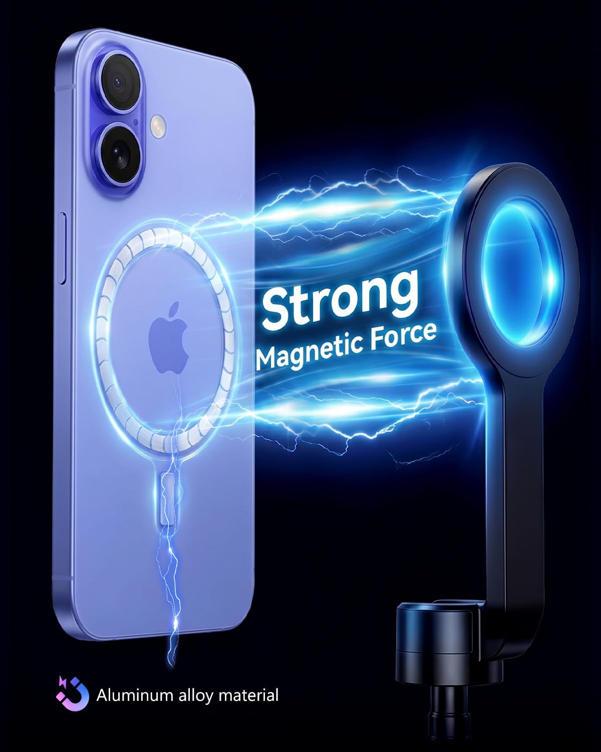 SpereSeren [1s-Open] Magnetic Phone Tripod for iPhone MagSafe - 70'' Selfie Stick Tripod Stand with Remote, Portable Cellphone Stand for Recording