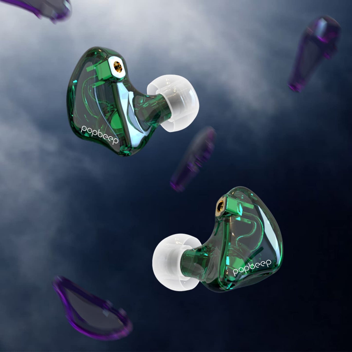 BASN in-Ear Monitor Headphones Dual Dynamic Drivers IEM Earphones Detachable MMCX Cable Musicians Earbuds Headphones (BC100 Green, with no Mic)