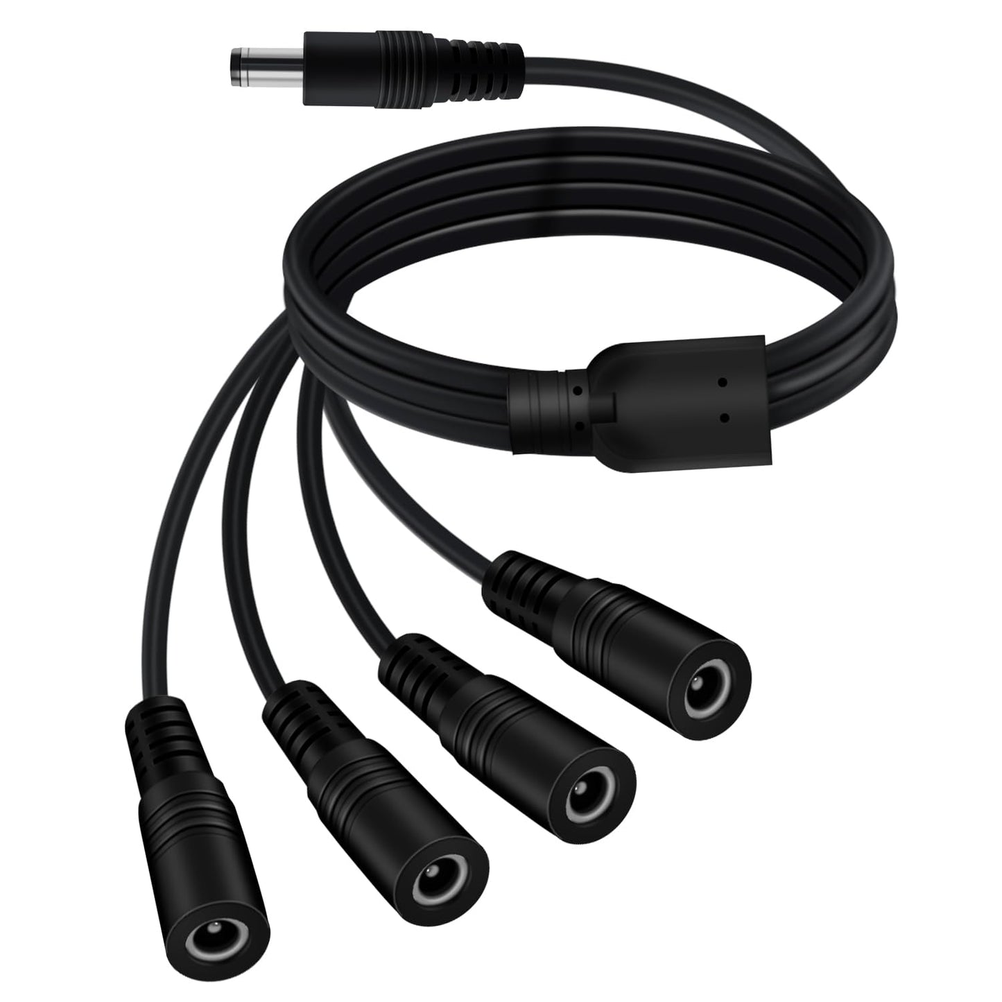 YINGAYOU DC 4 Way Splitter 5.5 x 2.1mm DC Splitter Cable 5V 6V 9V 12V 24V 3A, for Security Cameras, DVR, Router, Printer, LED Strip (1 to 4, 70 cm)