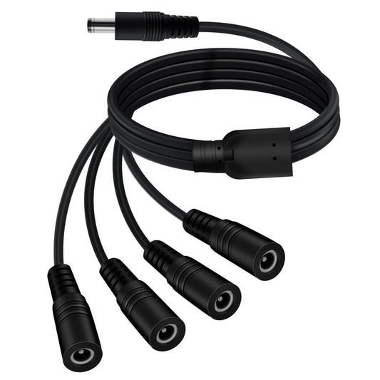 YINGAYOU DC 4 Way Splitter 5.5 x 2.1mm DC Splitter Cable 5V 6V 9V 12V 24V 3A, for Security Cameras, DVR, Router, Printer, LED Strip (1 to 4, 70 cm)