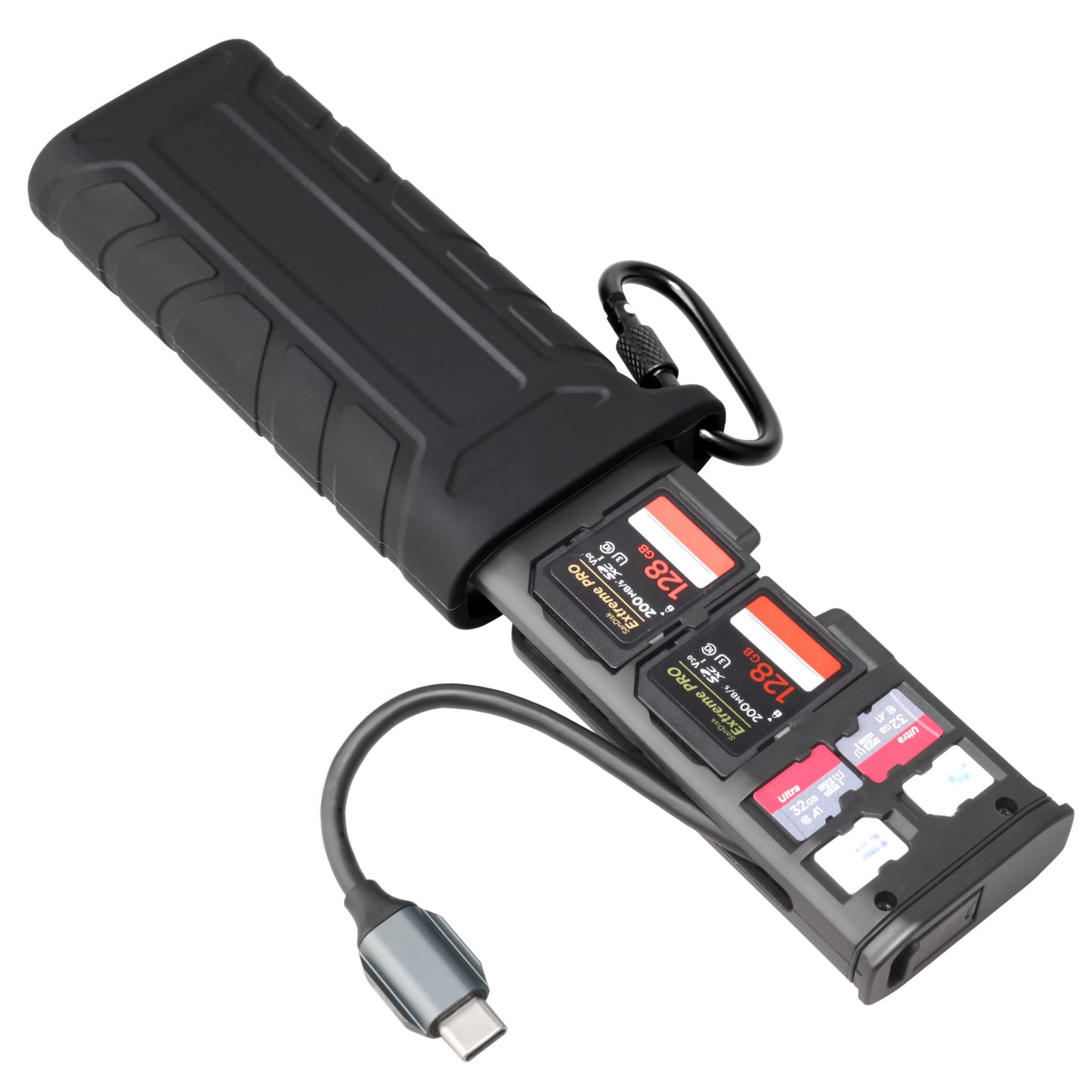 KOERTACOO Multi-Function High-Speed SD/TF Card Reader, 2-in-1 Card Carrying Case Holder, USB3.1 5Gbps Type-C Interface Memory Card Reader, Suitable