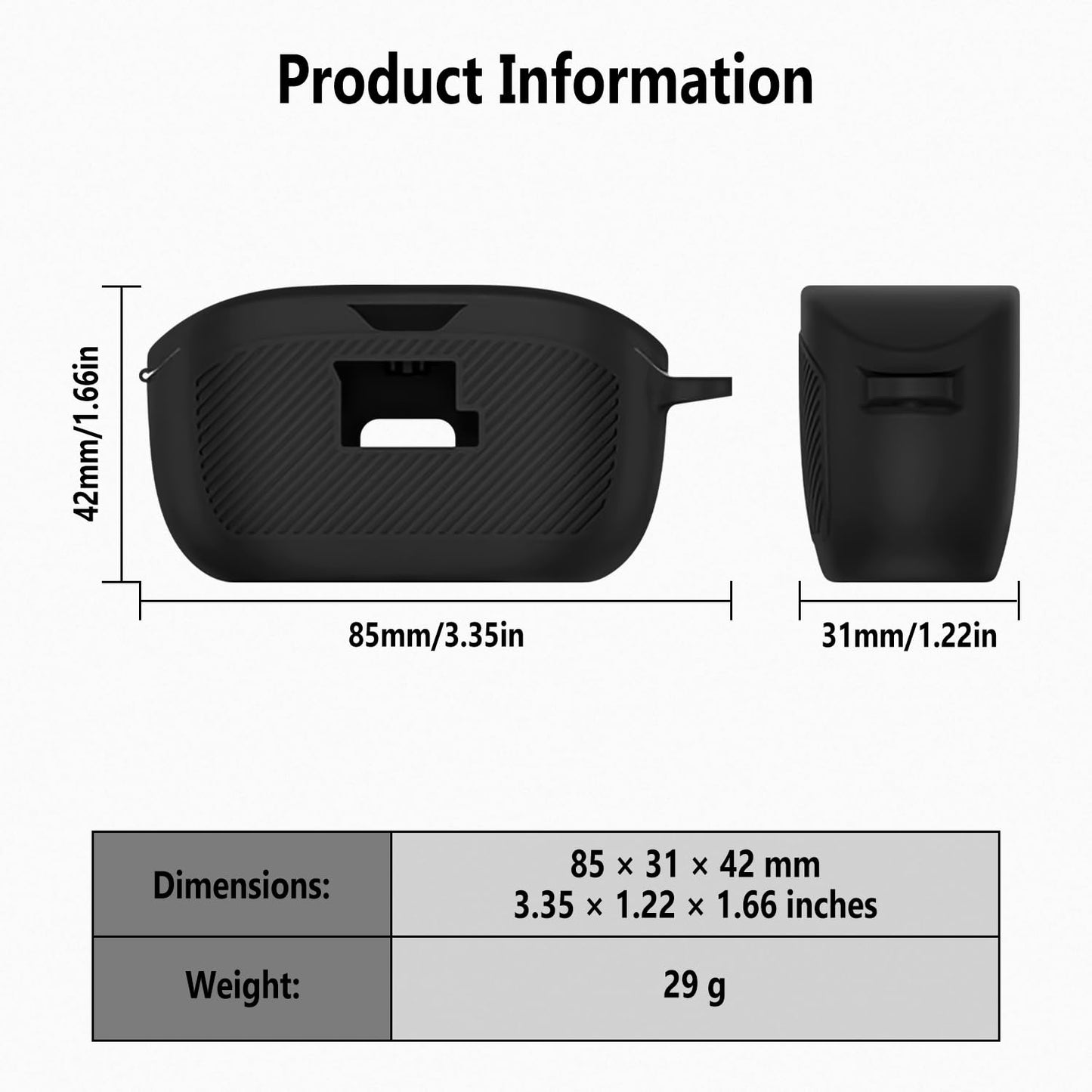 Geiomoo Silicone Case for JBL Vibe Buds 2, JBL Vibe Buds, Protective Cover with Carabiner (Black)