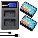 AOPULY 2-Pack Replacement NP-FW50 Battery & Smart LCD Display Dual Charger Compatible for Sony Alpha a6500, a6300, a6000, a7s, a7, a7s ii, a7s, a5100