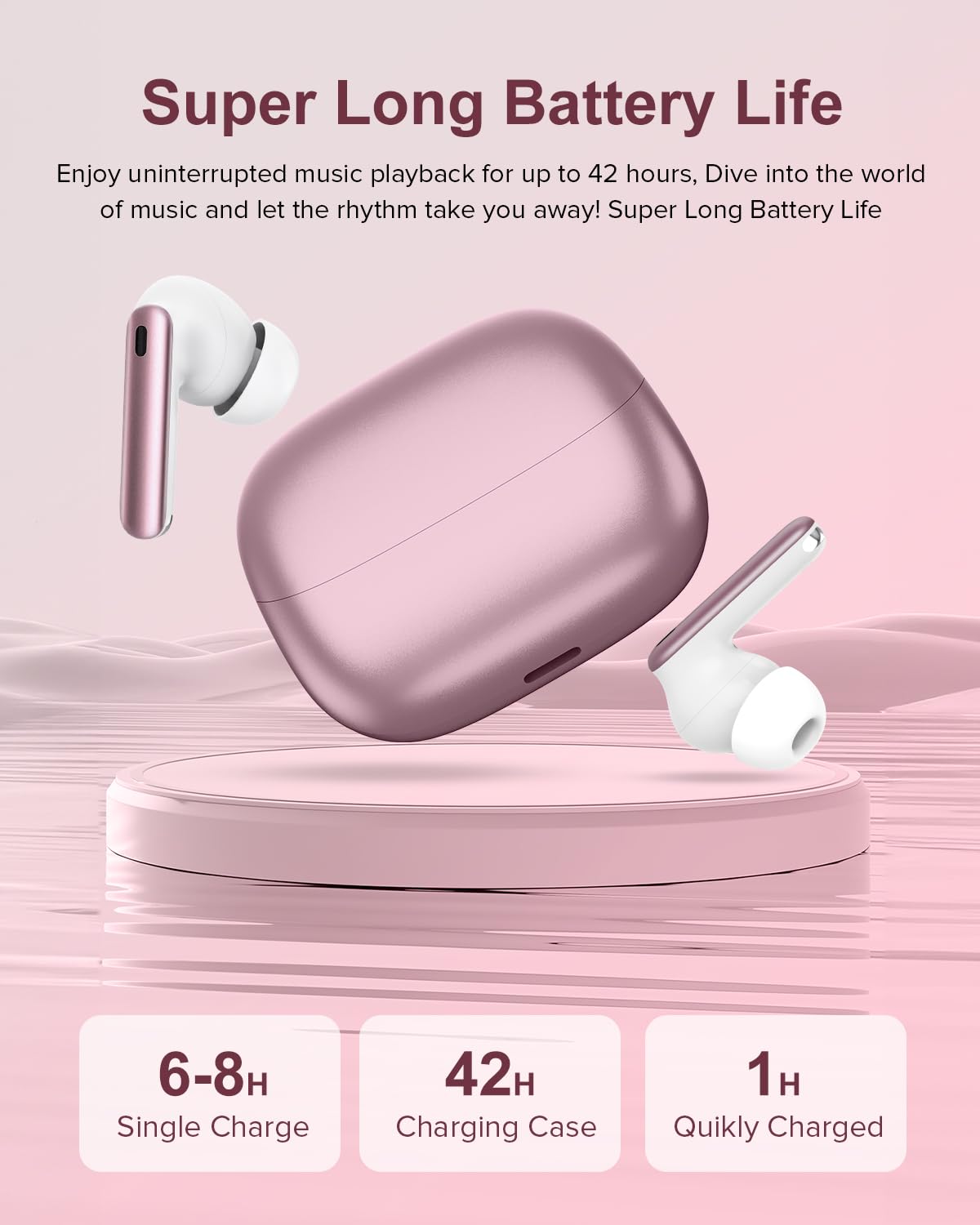 TUMJUN Wireless Earbuds, 42H Playtime Bluetooth 5.3 Headphones, HiFi Stereo Call Noise Cancelling Earbuds, IPX7 Waterproof Stereo in-Ear Earphones…