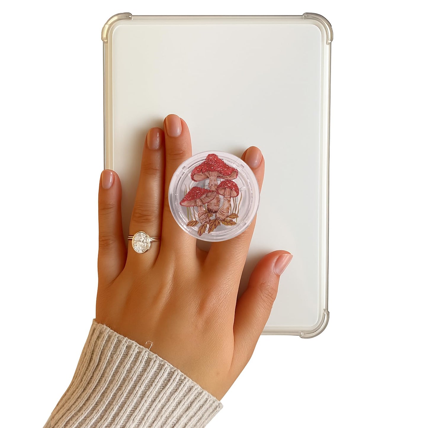 Mushroom Phone Grip, Cute Little Mushroom, Rare Mushroom, Mushroom Lover, Transparent Resin Folding Elastic Cell Phone Holder for Kindle e-Readers