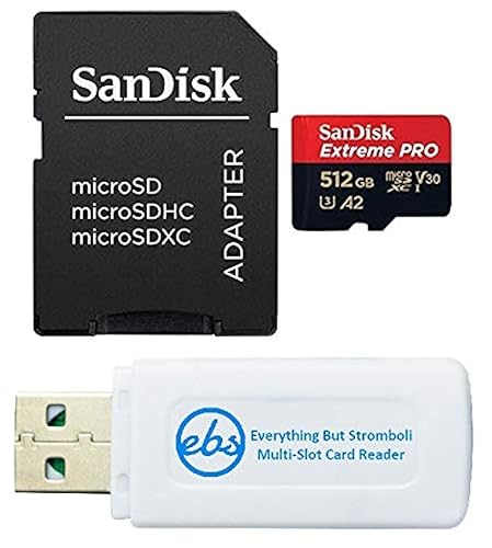 SanDisk 512GB microSD Extreme PRO Memory Card with Adapter Compatible with DJI OSMO Pocket 3 Gimbal Camera (SDSQXCD-512G-GN6MA) Bundle with (1)