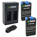 Wasabi Power Replacement for GoPro MAX Battery (2-Pack) and USB Charger Compatible with GoPro ACDBD-001, ACBAT-001 (Fully Compatible)