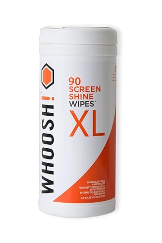 WHOOSH! Screen Shine 90 Count Touch Screen Cleaner Wipes for Car, OLED, TV, Eyeglasses, Laptop - Lint-Free, Non-Abrasive Wipes - Streak-Free Finish