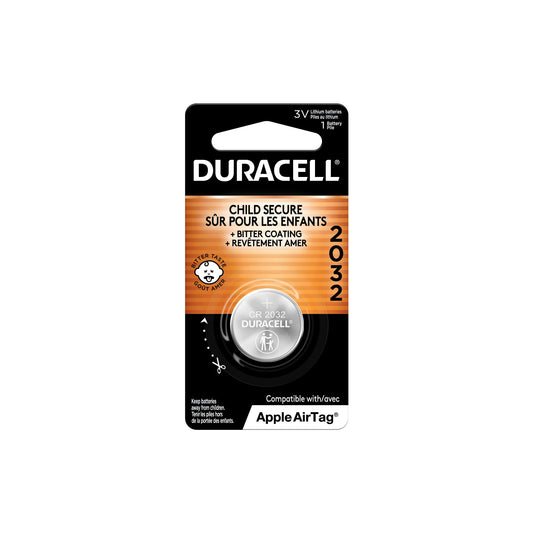 Duracell 2032 Battery, CR2032 3v Lithium Coin Battery, 1 Count. Bitter Coating Helps Discourage Swallowing, Child-Secure Packaging. Ideal for Key…