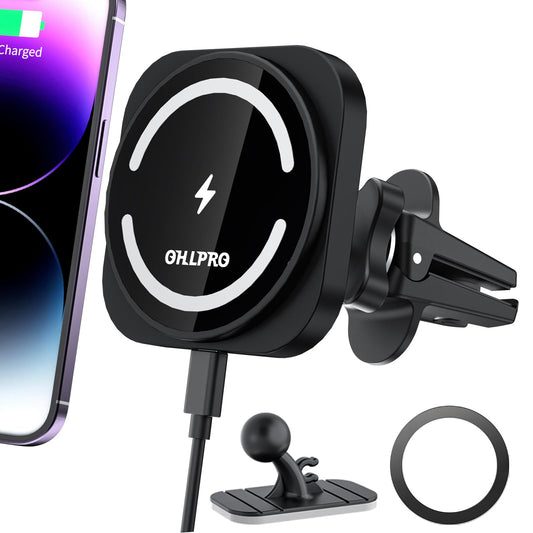 OHLPRO for Magsafe Car Charger Mount, Magnetic Wireless Car Mount for iPhone 17 Pro Max, 16/15 Series, 15W Fast Charging Phone Holder Vent