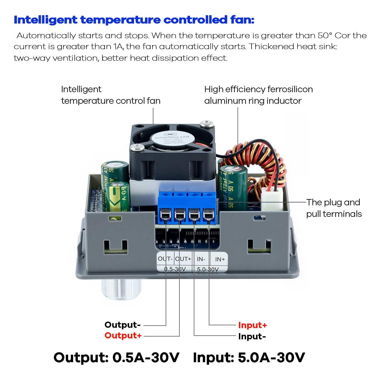 Hosyond DC DC Buck Boost Power Converter CC CV 0.6-36V 5A 5V 6V 12V 24V Power Module Adjustable Voltage Regulated Laboratory Power Supply