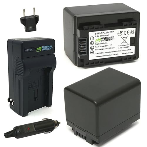 Wasabi Power Battery (2-Pack) and Charger for Canon BP-727, CG-700 and Canon VIXIA HF M50, HF M52, HF M500, HF R30, HF R32, HF R40, HF R42, HF R50, HF