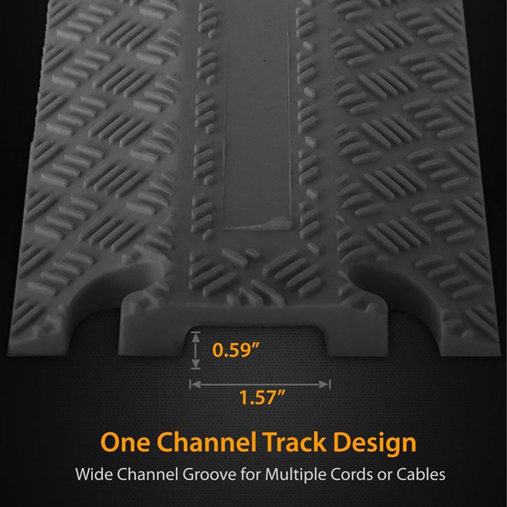 Pyle 40-Inch Rubber Cable Protector Ramp - Channel Heavy Floor Cord Concealer for Extension Cords & Hoses, Driveway Protective Covering Armor, 11,000