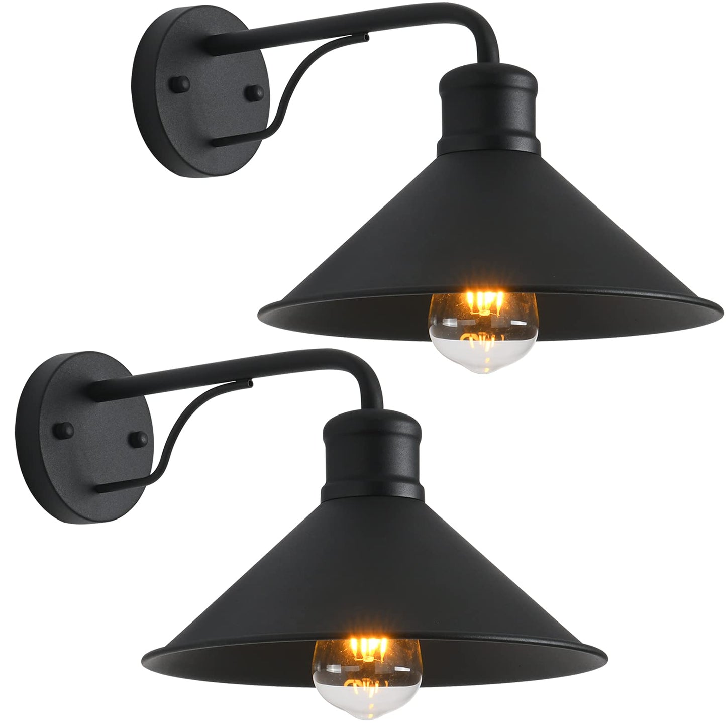 VICTOGATE 2 Pack Outdoor Wall Lights Wall Mount for House, Porch Light Fixtures, Matte Black Modern Farmhouse Wall Sconce, Classic Barn Lights Outdoor