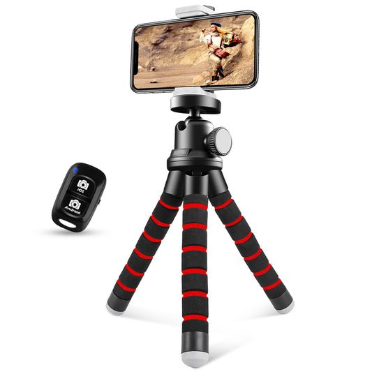 Sensyne Phone Tripod, Flexible Cell Phone Tripod with Phone Holder and Wireless Remote, Mini Travel Tripod Stand, Compatible with All Cell Phones
