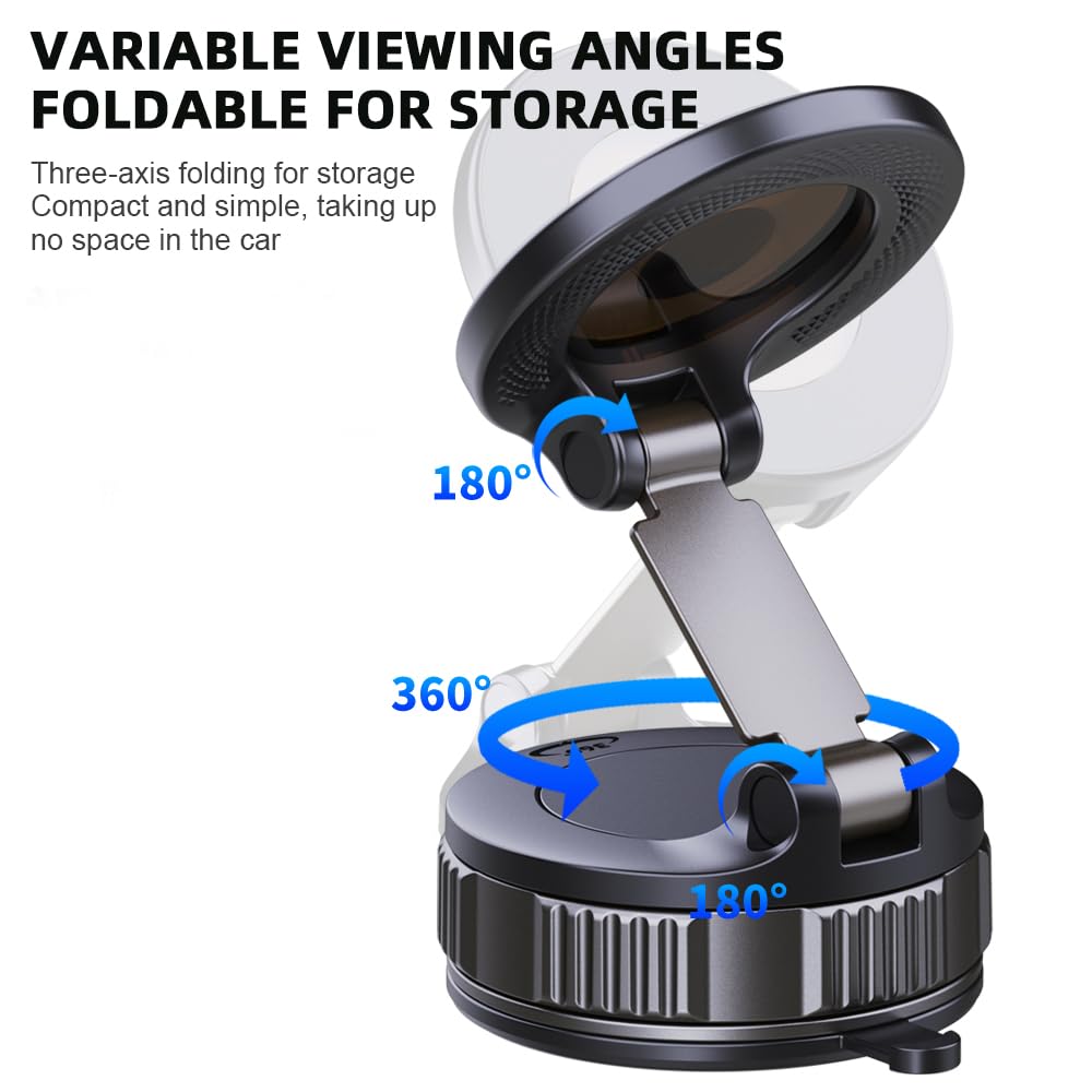 LFNOWN Phone Holders for Your Car Adjustable Upgraded Vacuum Magnetic Suction Cup Phone Mount for Car/Gym/Mirror,Magnetic Car Phone Holder Compatible