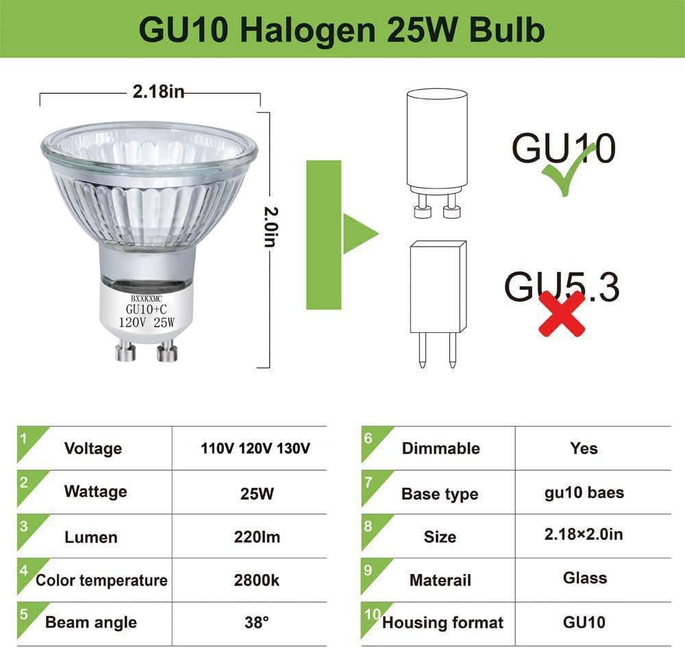 Halogen Bulb 25W NP5 Candle Warmer ETC Replacement Light Bulb (4 Pack) Halogen GU10 120V for Wax Melt, Tart Burner, Recessed, Track Lighting, MR16 JDR