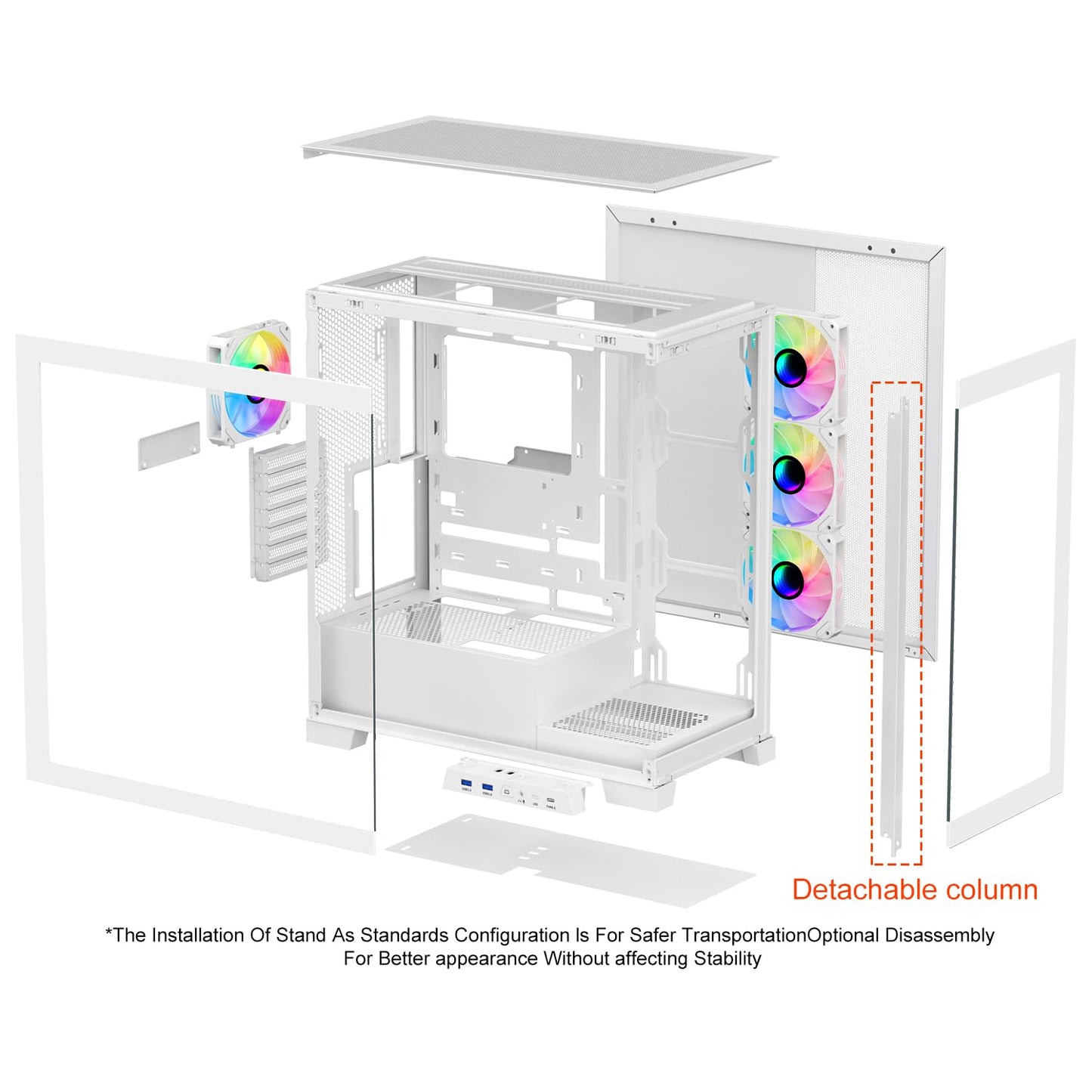 SAMA NEVIEW 4503 Mid Tower PC Case, Panoramic Dual Tempered Glass ATX Gaming Case, 4×120mm ARGB Fans with Hub, High Airflow, Back-Connector Ready