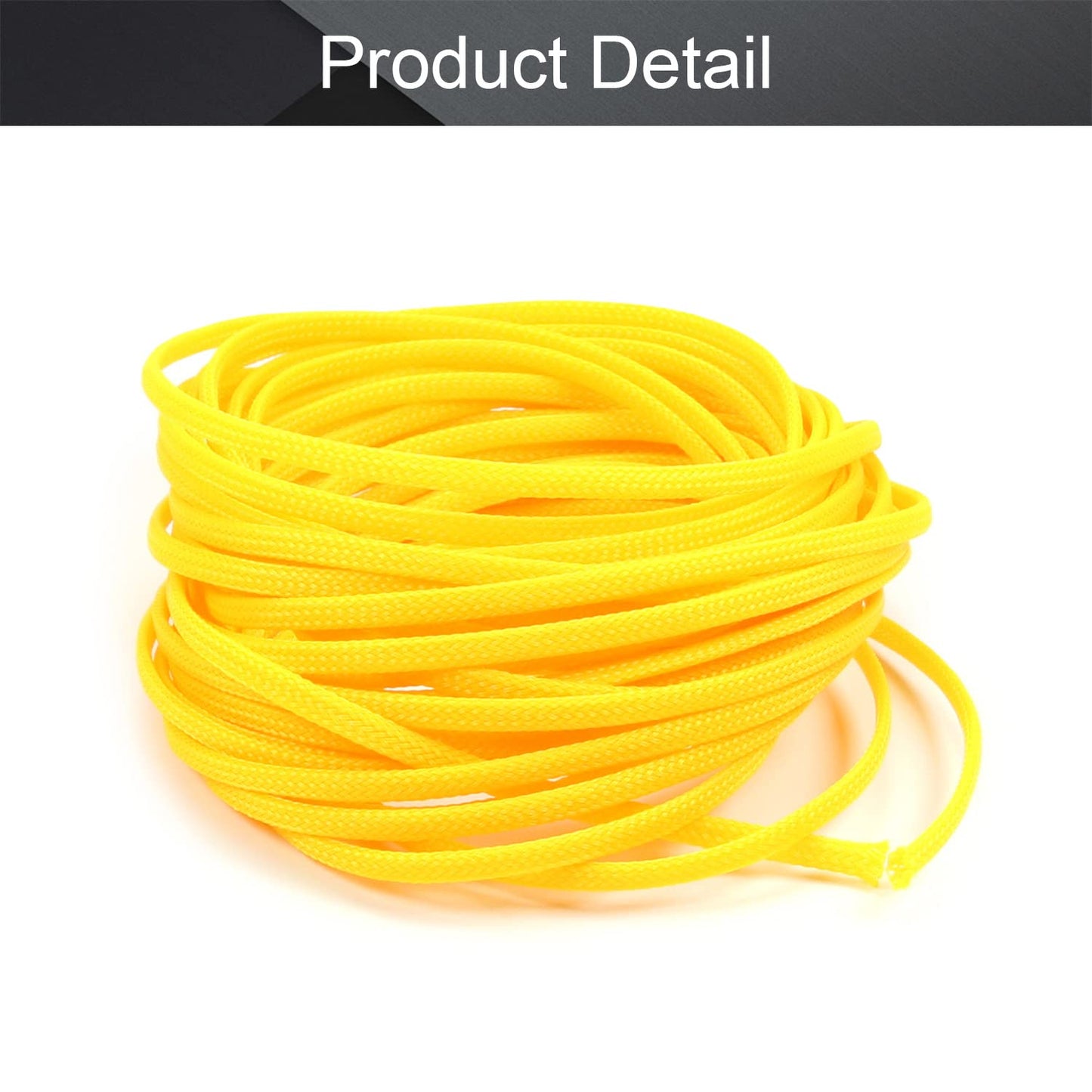 Othmro Length 10m/32.8ft Width 4mm PET Expandable Braid Cable Sleeving Flexible Wire Mesh Sleeve Yellow