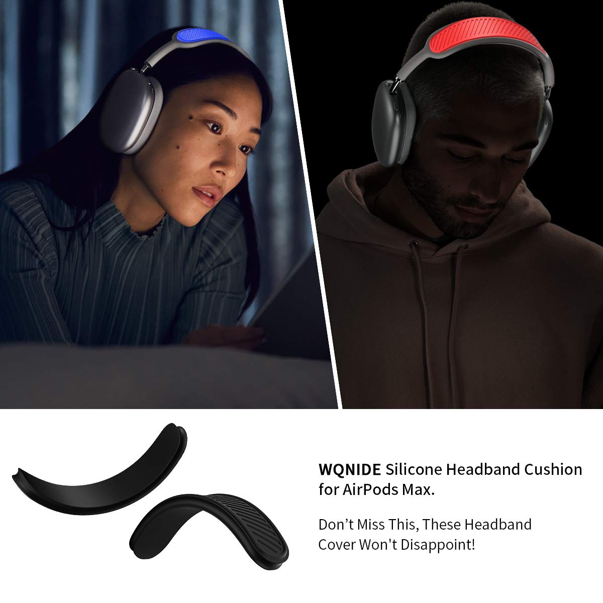 Headband Cover for Apple AirPods Max, WQNIDE Washable Soft Silicone Headphone Headband Protectors/Comfort Cushion/Top Pad Protector Sleeve Compatible