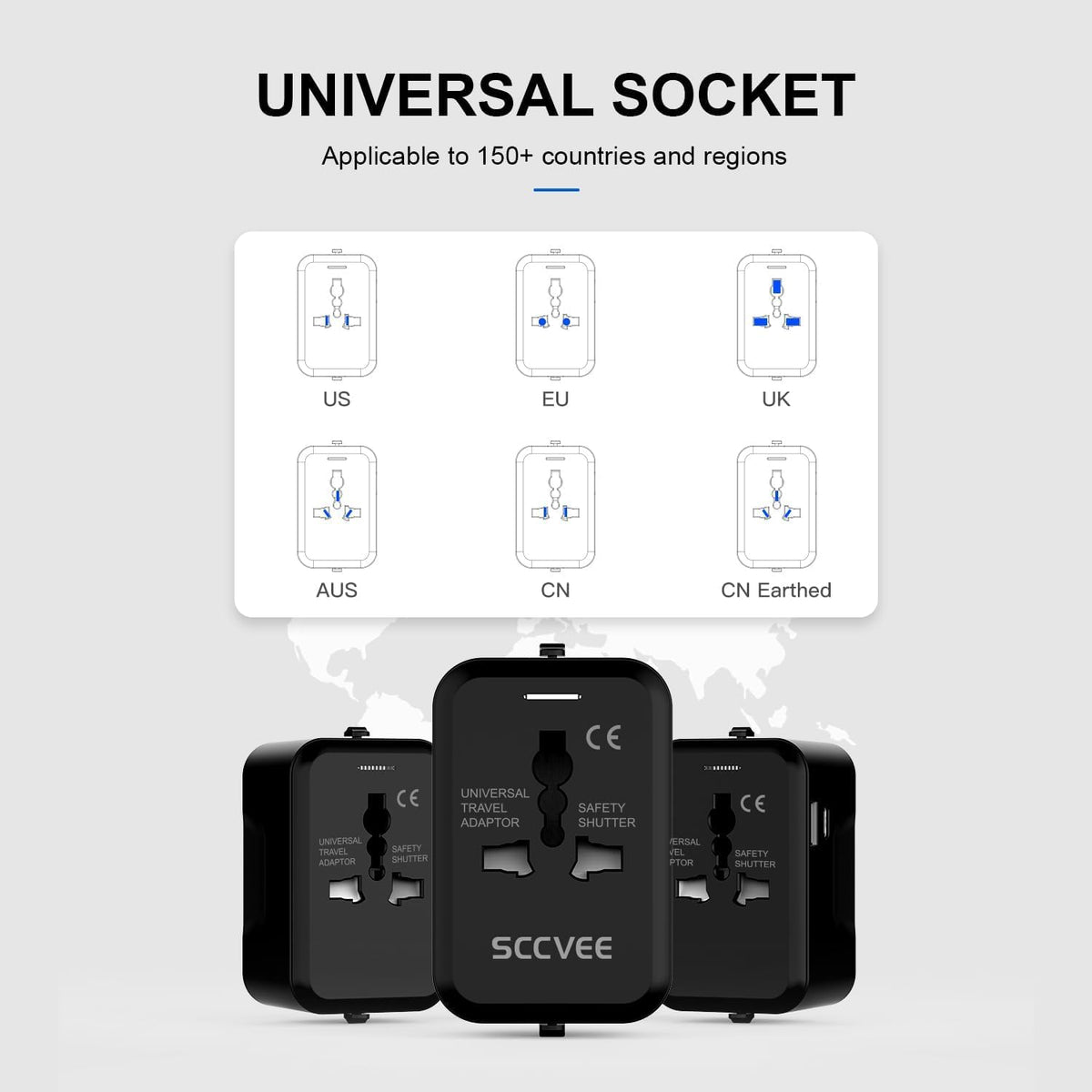 Universal Travel Adapter with USB C, International Power Plug Adapter All in One Worldwide Travel Adapter Power Converters Wall Charger AC Power Plug…