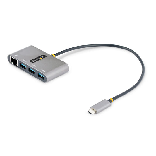 StarTech.com 3-Port USB-C Hub with Ethernet - 3X USB-A - Gigabit Ethernet - USB 3.0 5Gbps - Bus-Powered - 1ft/30cm Long USB Type-C Host Cable - GbE