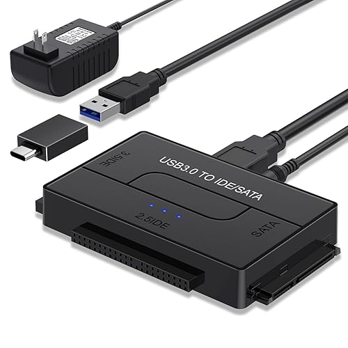 USB 3.0 to SATA IDE Hard Drive Reader, YINNCEEN External Hard Drive Ultra Recovery Converter Universal Hard Drive Adapter Kit for 2.5/3.5 HDD/SSD Hard
