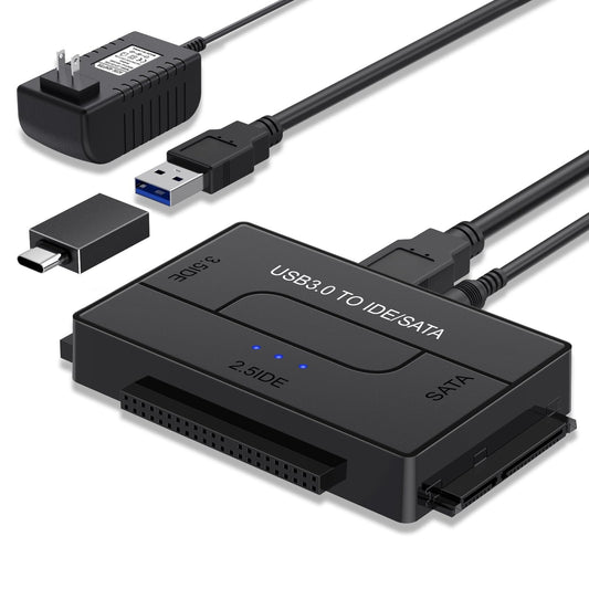 USB 3.0 to SATA IDE Hard Drive Reader, YINNCEEN External Hard Drive Ultra Recovery Converter Universal Hard Drive Adapter Kit for 2.5/3.5 HDD/SSD Hard