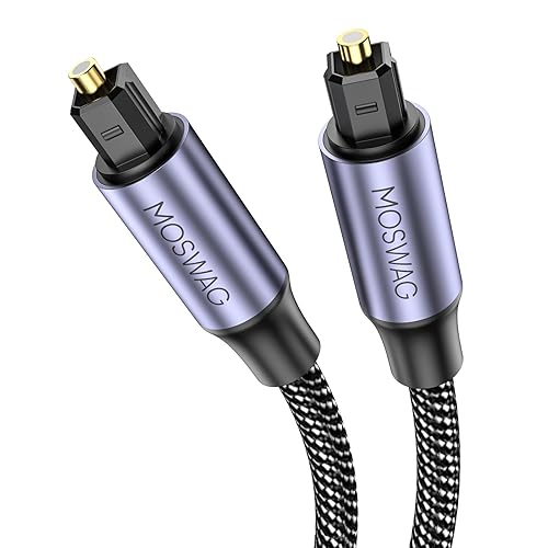 MOSWAG Digital Audio Toslink Cable 5M/16.5FT, Braided Toslink Optical Cable, Digital Fiber Optic Audio Cord 5M, 16 feet Digital Audio Optical Cord