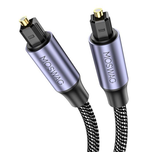 MOSWAG Digital Audio Toslink Cable 5M/16.5FT, Braided Toslink Optical Cable, Digital Fiber Optic Audio Cord 5M, 16 feet Digital Audio Optical Cord