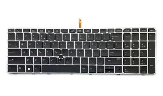 US Keyboard with Pointer for HP EliteBook 850 G3 / 850 G4 / 755 G3 / 755 G4 Laptop Silver Frame Backlight