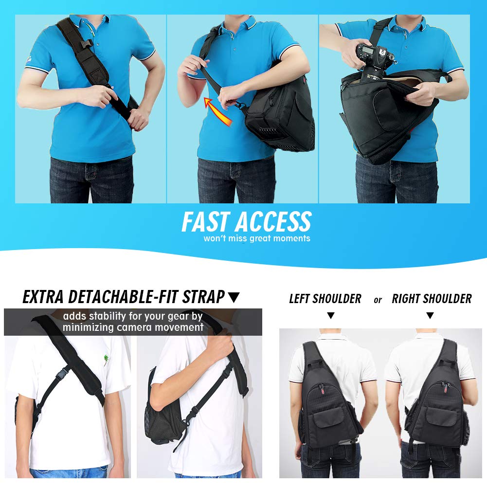 BPAULL DSLR Camera Bag Waterproof Camera Sling Backpack with Rain Cover Outdoor Travel Backpack Camera Bag Case for Laptop Canon Nikon Sony Pentax