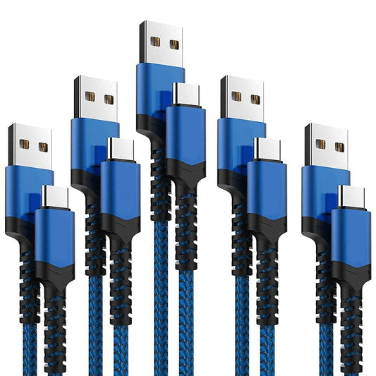 USB Type C Cable 5Pack (3/3/6/6/10FT) Nylon Braided USB C Cable Fast Charger Charging Cord Compatible Samsung Galaxy S9 S8 Note 9 Note 8 Plus,LG V30