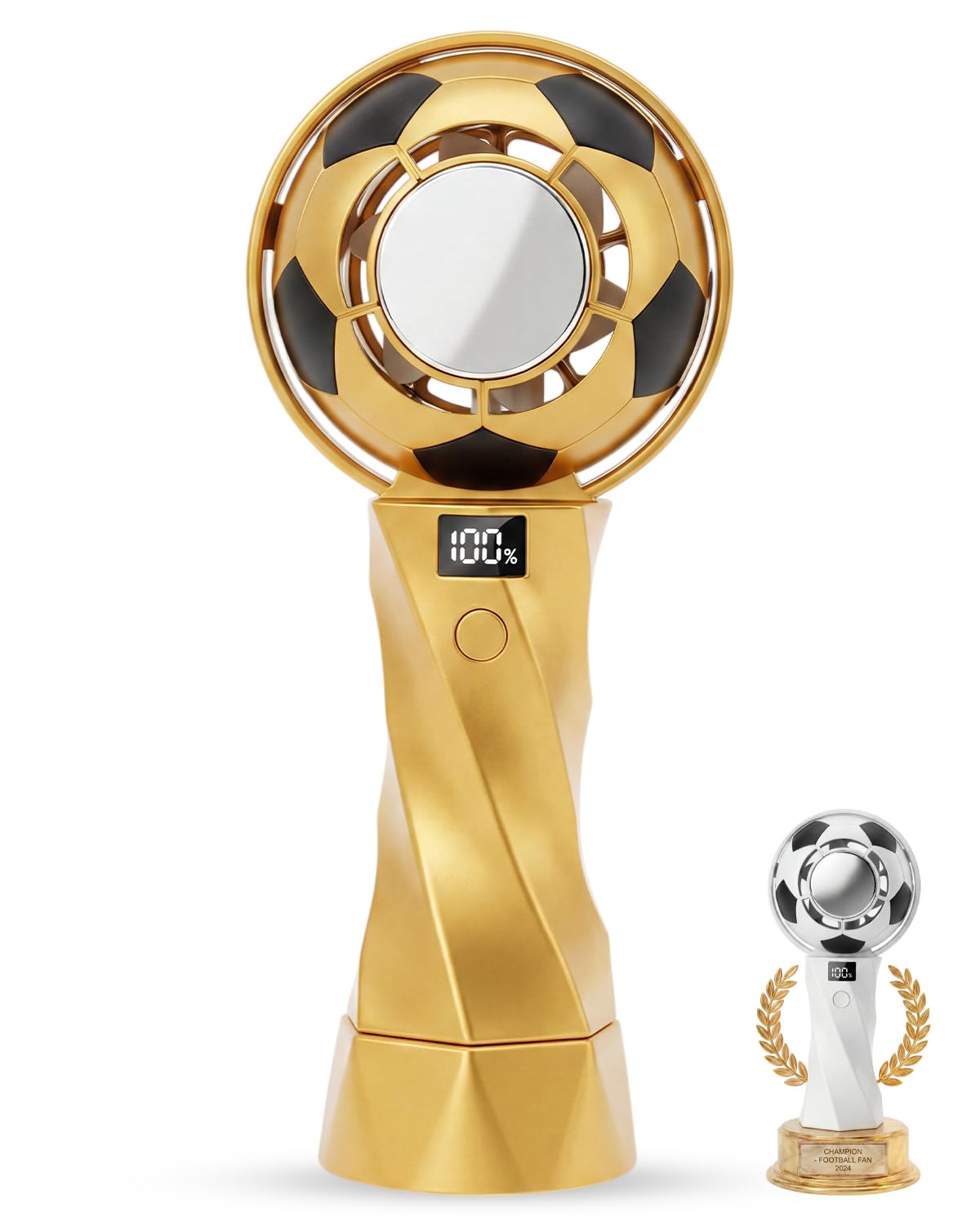 Handheld Portable Turbo Fan with Ice Cooler, 5-Speed Settings,World Cup trophy handheld fan,Rechargeable Personal Fan [5000mAh], Small Pocket Fans