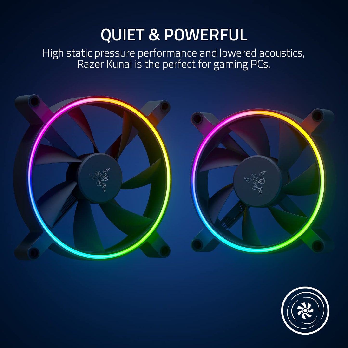 Razer Kunai Hydraulic 120MM aRGB PC Fan: Quiet, Powerful aRGB Fans - PWM Fan Controller Support & Connect Up to 8 Fans - Powered by Razer Chroma RGB