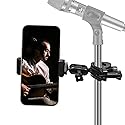 Mic Stand Phone Holder Mount Adjustable Phone Holder for Mic Microphone Music Stand [Dual Ballhead 360°Swivel] iPhone Mic Stand Holder for iPhone 15