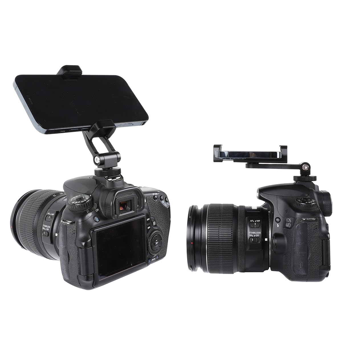 Aluminium Alloy Phone Tripod Mount, Universal Cell Phone Mount Adapter with 2 Cold Shoe Mount for Horizontal and Vertical Shooting, Compatible